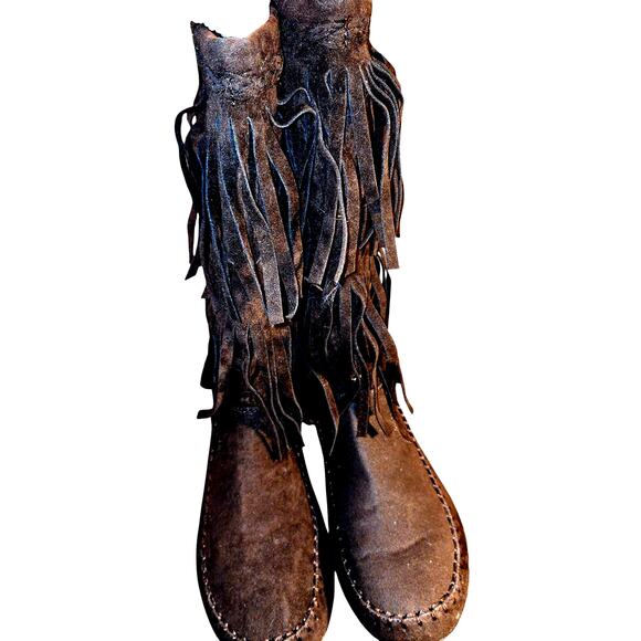 Rampage 8M Brown Fringe Women's Moccasins Boots Shoes 8 Medium Width - Picture 5 of 7